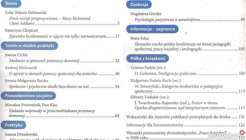 PRACA SOCJALNA 2007 6 Rok wydania 2007 Warszawa
