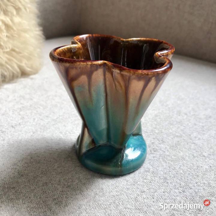 Kolorowy wazonik vintage PRL Milenium Warszawa