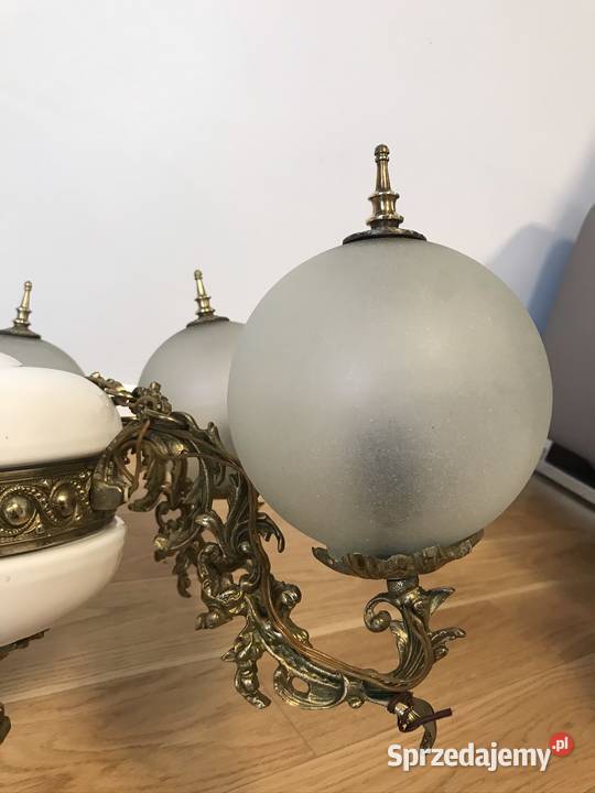6 cio Ramienny Żyrandol Mosiądz Ceramika Warszawa sprzedam