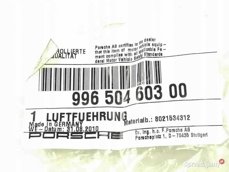 KIEROWNICA POWIETRZA LEWY PRZÓD PORSCHE 996 9801 osobowe Motoryzacja sprzedam