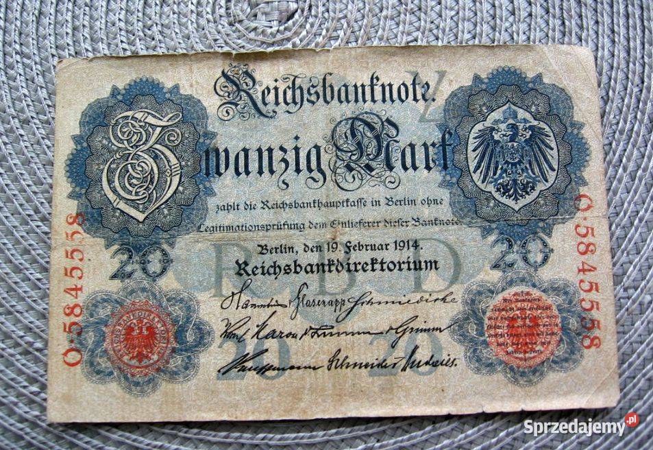 Niemcy 20 Reichsbanknot 1914r Kalisz sprzedam
