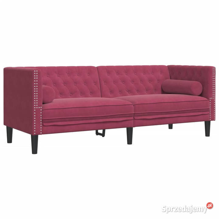 2cz wypoczynek Chesterfield z wałkami bordowy Warszawa