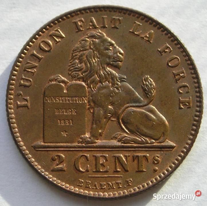 BELGIA 2 CENT 1912 LEW STAN MENNICZY łódzkie Łódź