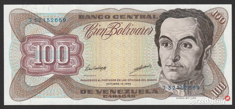 WENEZUELA 100 BOLIVARES 1998 BOLIVAR STAN Łódź