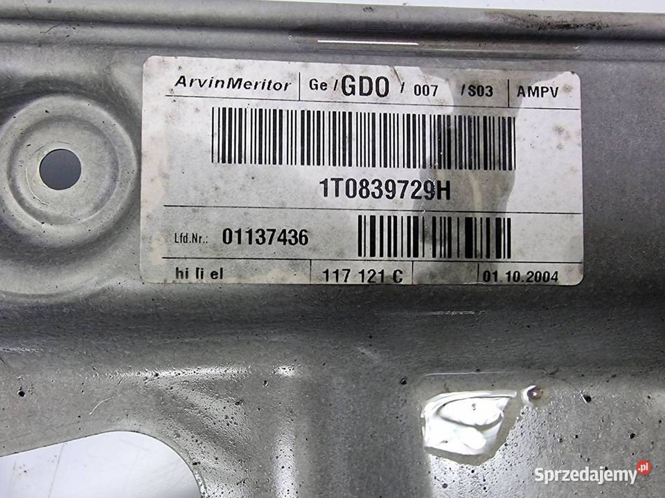 PODNOŚNIK SZYBY LT VOLKSWAGEN TOURAN 1T0839729H sprzedam