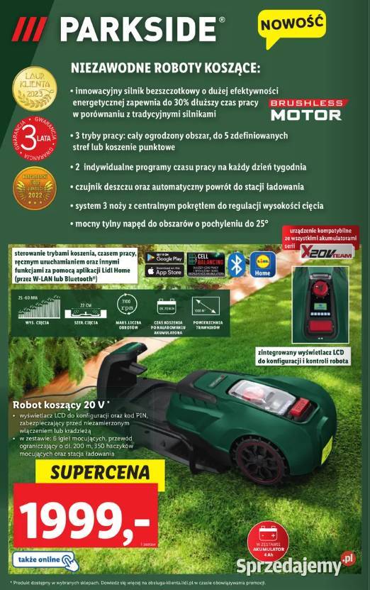 Nowa kosiarka robot Parkside PMRDA 20Li B2 garaż Dom i Ogród dolnośląskie Wrocław