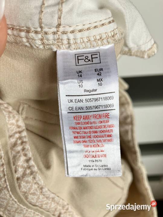 Nowe beżowe spodnie rurki FF L XL skinny jeans sprzedam