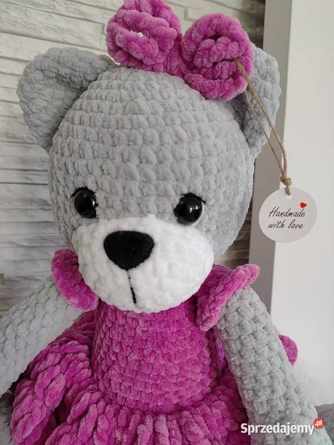 Miś wykonany na szydełku DOSTĘPNY RĘKI Myszków