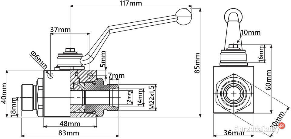 ZAWÓR HYDRAULICZNY RĘCZNY KULOWY 2 DROGOWY Pozostałe Solec Kujawski sprzedam