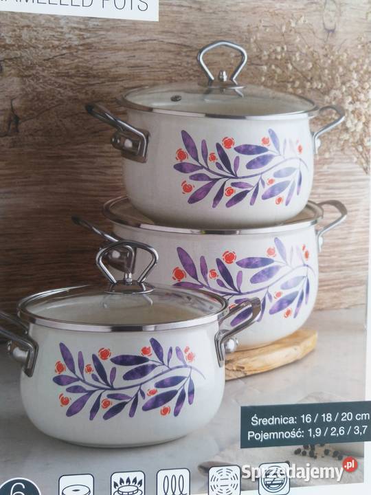 NAJTANIEJ Zestaw Garnków Emaliowanych Pokrywkami Garnki i szybkowary sprzedam