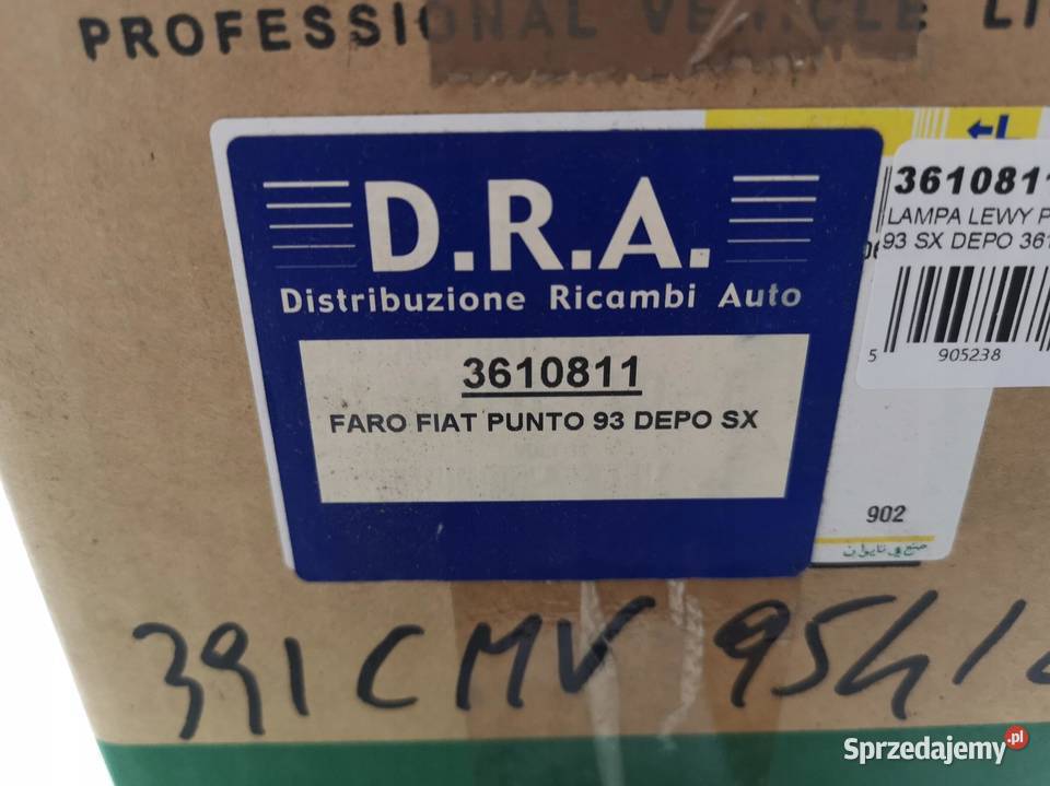 LAMPA LEWY PRZÓD FIAT PUNTO 19932000 SX NOWA Lampy przeciwmgielne