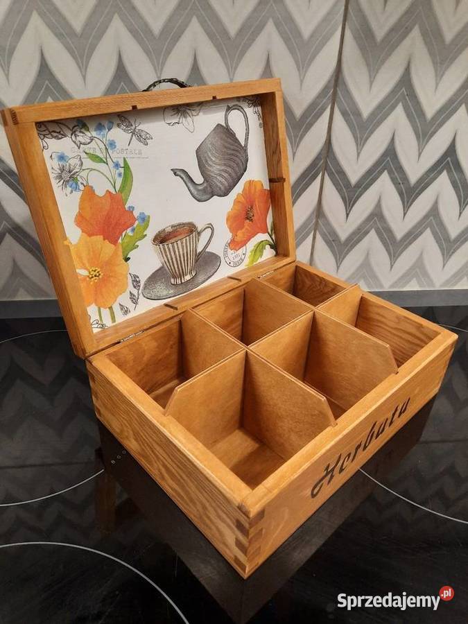 Herbaciarka z kwiatami decoupage pudełko na opolskie Kędzierzyn-Koźle