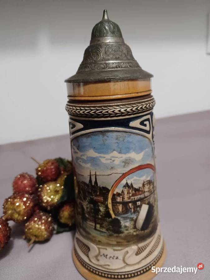 PORCELANOWY stary kufel z k 19 w Sygnowany