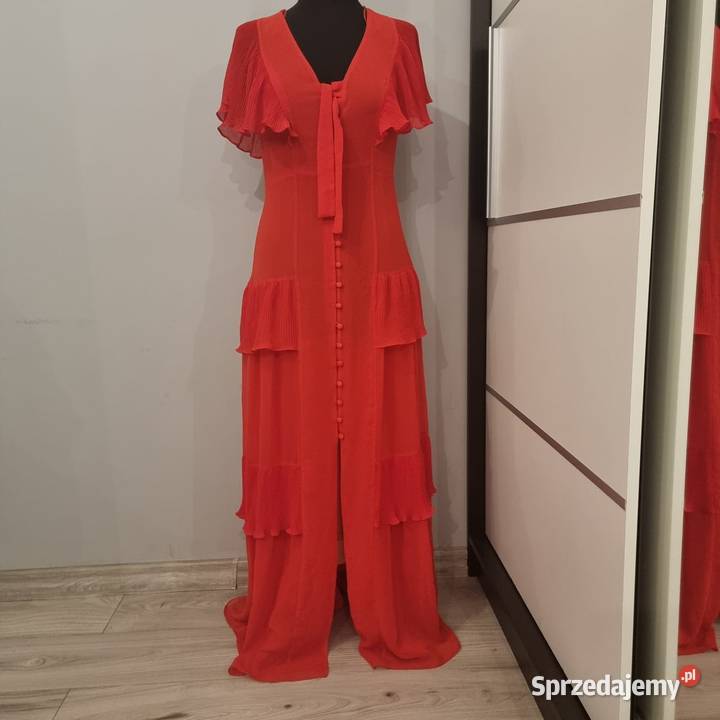 Czerwona maxi sukienka szyfonowa Topshop S Rozmiar 36(S)
