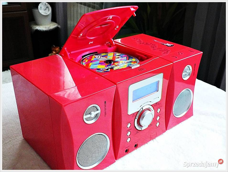 Różowa MINI Wieża CD BigBen Aux Radio Żary
