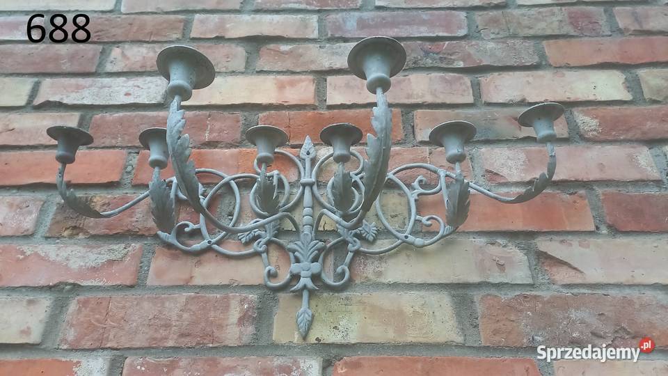 Świecznik metalowy wiszący na scianę 8 świec 688 szary Gawroniec