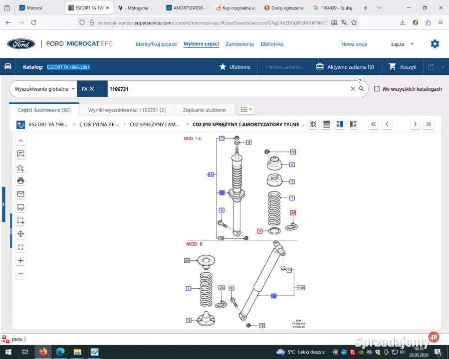 110673196AX18080AB Amortyzator tył ESCORT osobowe Amortyzatory Kraków
