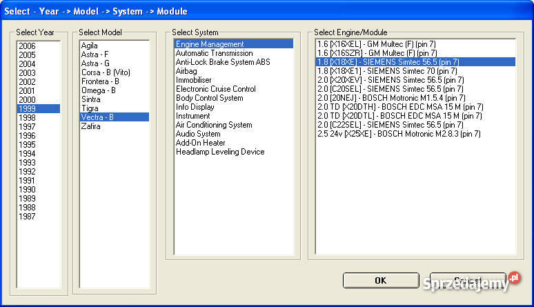 Interfejs OPEL SCANNER USB 1.0.1.71 OBD2 + adapter ALDL