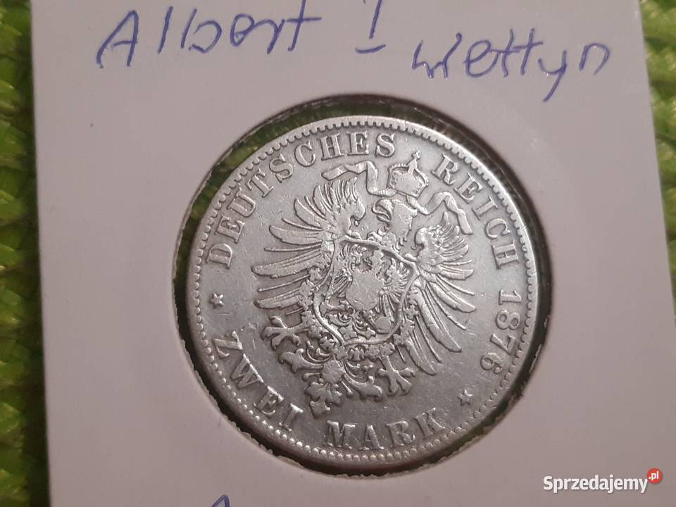 moneta srebrna Niemiec Saksonia z 1876r podlaskie Łomża