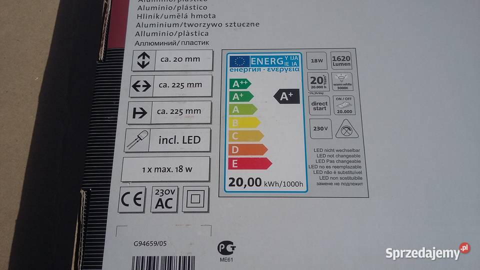Panel LED wpuszczany 23x23 18W 3000K WYPRZEDAŻ sprzedam