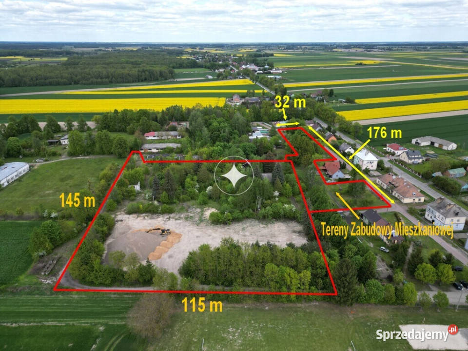Dwie działki przemysłowa i budowlana Podedwórze 145m sprzedam