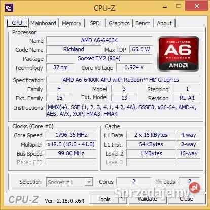 Płyta główna MSI A88XME35 AMD A6 6400K 4GB FM2 Częstochowa sprzedam