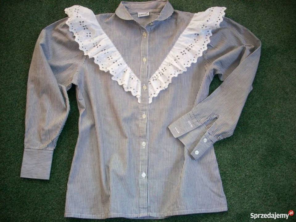 Koszula bawełna Falbanka Paseczki 36 szary/srebrny Bluzki i koszule Nowy Sącz