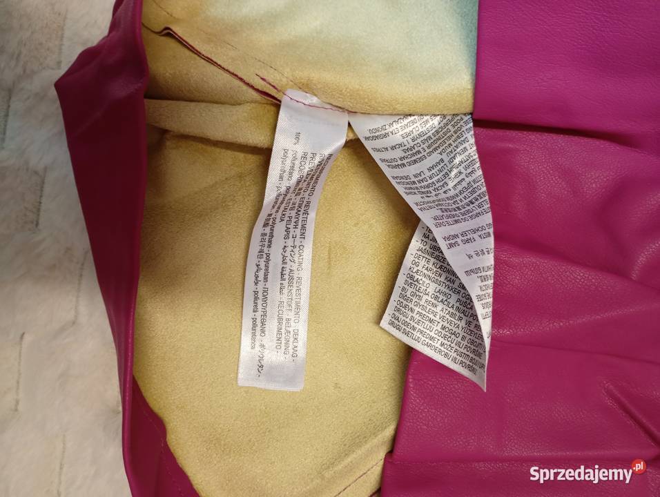 36S ZARA Różowa skórzana spódnica z paskiem z różowy Spódnice i sukienki Kraków