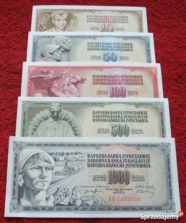 JUGOSŁAWIA Kolekcjonerskie Banknoty Zestaw 5 Numizmatyka Katowice
