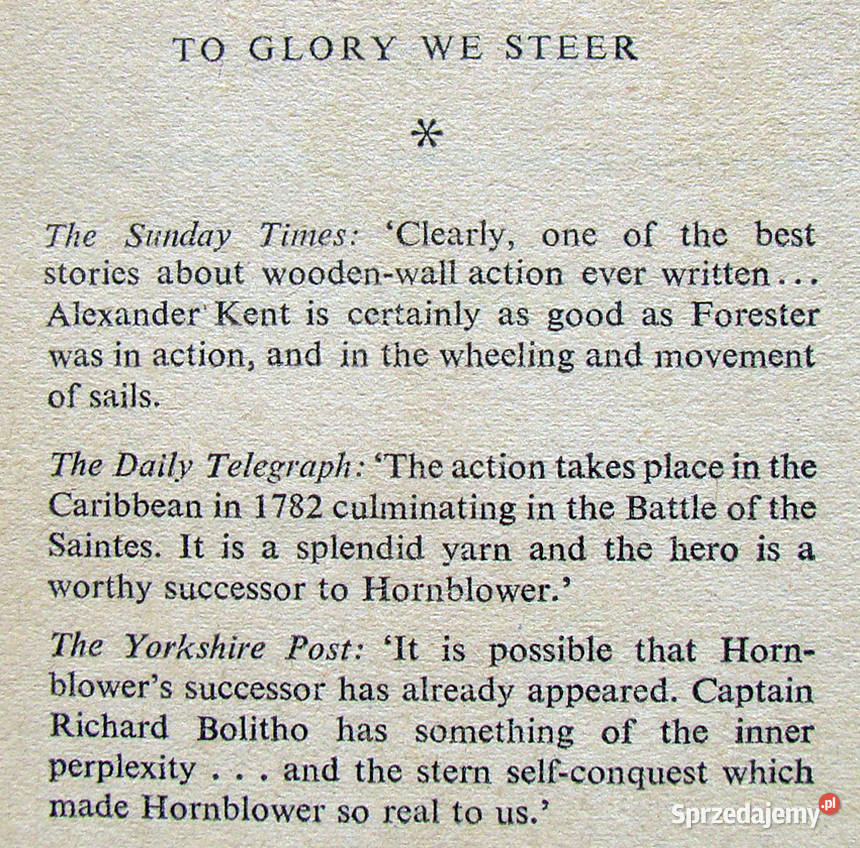 To Glory We Steer Alexander Kent historyczne małopolskie Limanowa sprzedam