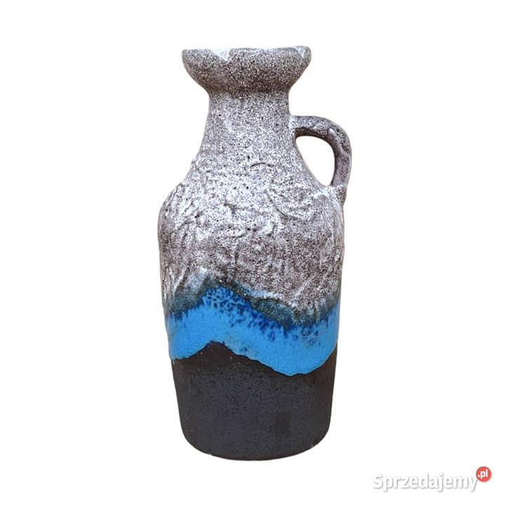 Ceramiczny wazon z uchem fat lava Strehla niebieski Warszawa sprzedam