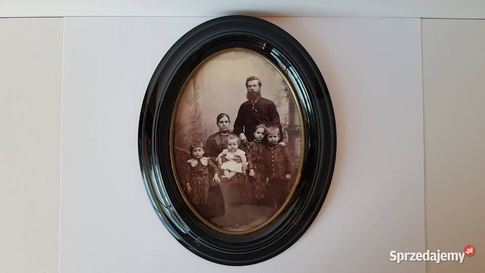 Stara drewniana owalna ramka na zdjęcia przełom Pozostałe