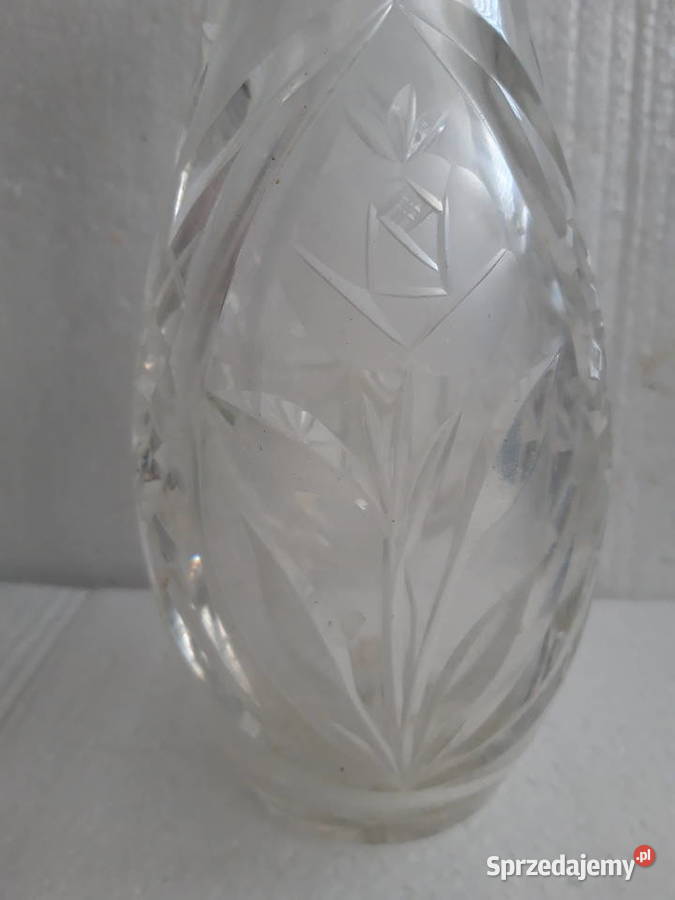 wazon kryształowy oryginalny szlif wysokość 24 Porcelana i szkło