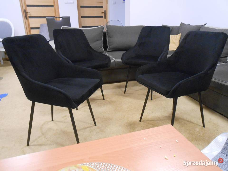 Krzesła welurowe szare glamour loft NOWE 83cm