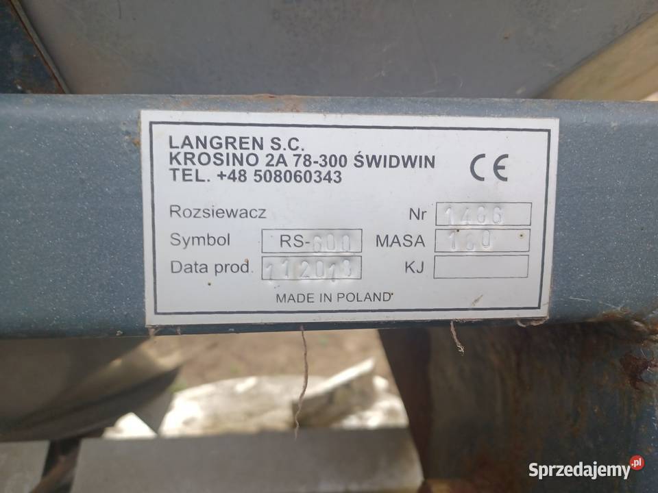 Sprzedam rozsiewacz nierdzewny Langren Rutki-Kossaki sprzedam