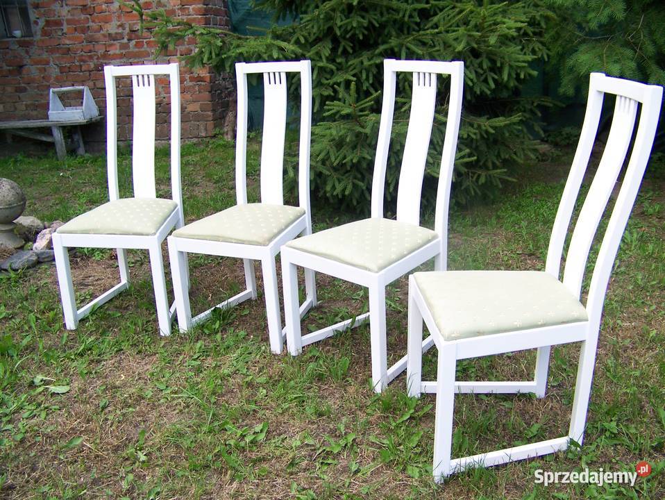 stół okągły biały z krzesłami