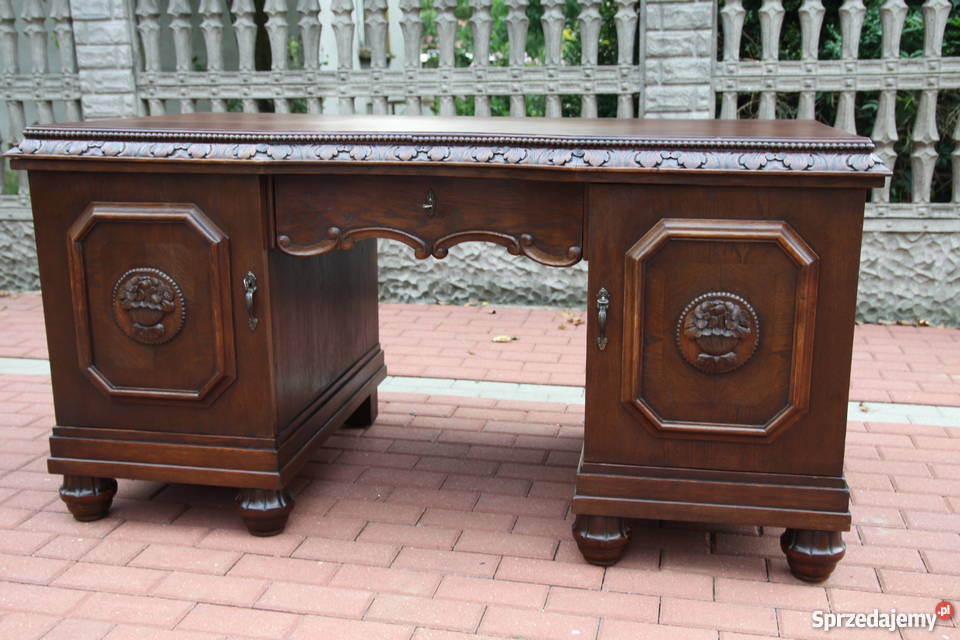 Biurko dębowe stareantyk dwustronne odnowione Swarzędz