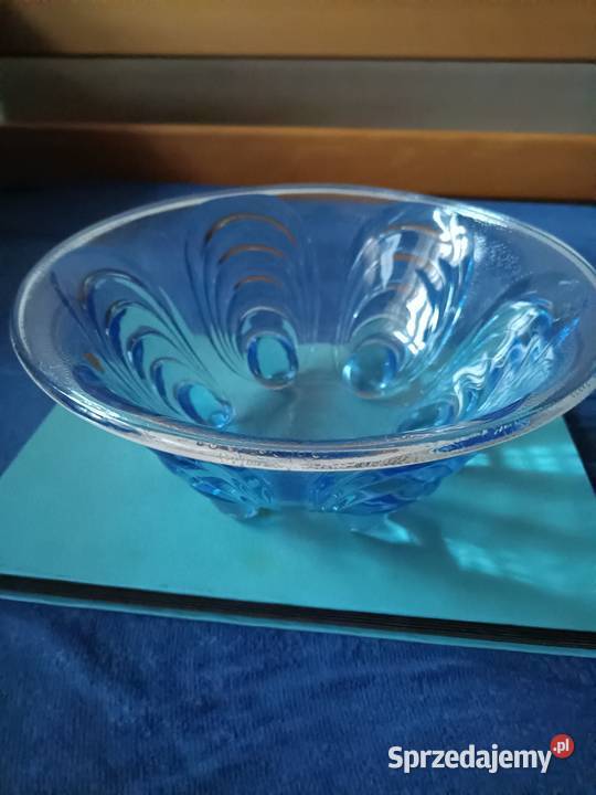 Piękna owocarka bohemia niebieska Porcelana i szkło Porcelana i szkło