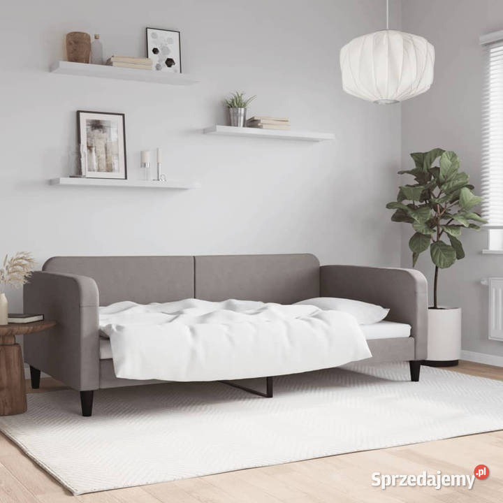 Sofa z funkcją spania kolor taupe obita tkaniną Warszawa sprzedam