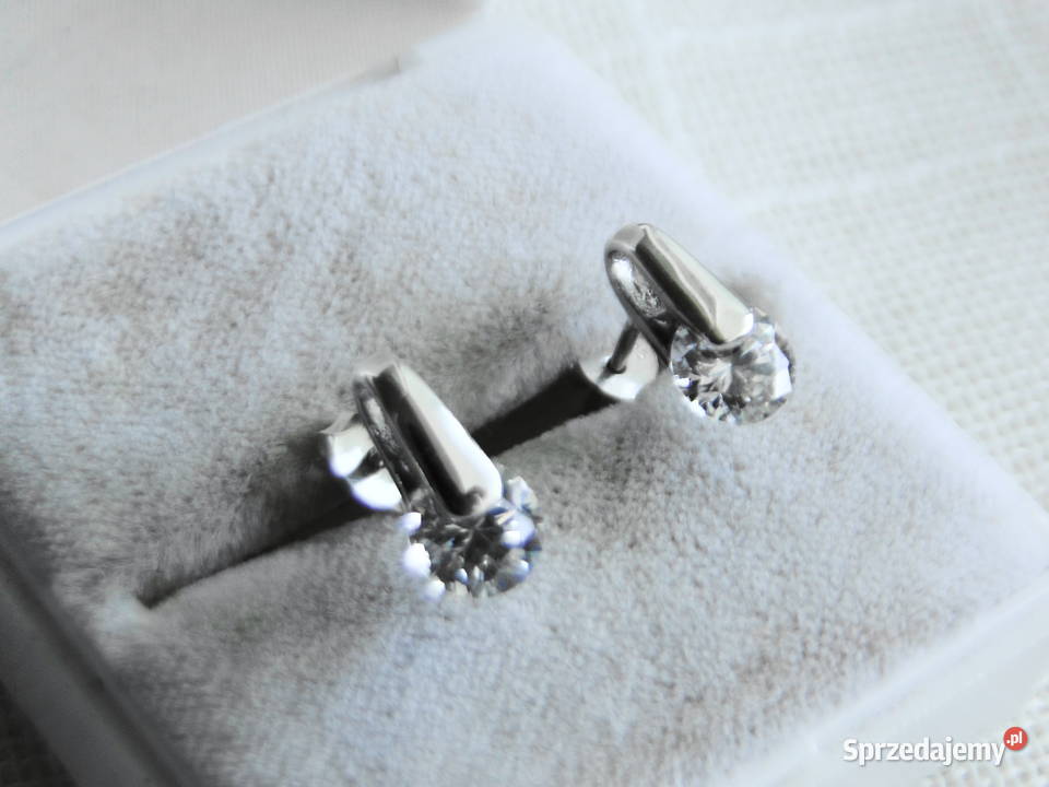 Kolczyki srebro 925 sztyfty z cyrkonią mazowieckie Warszawa