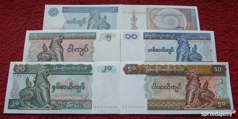 MYANMAR Kolekcjonerskie Banknoty Zestaw 6 sztuk śląskie Katowice