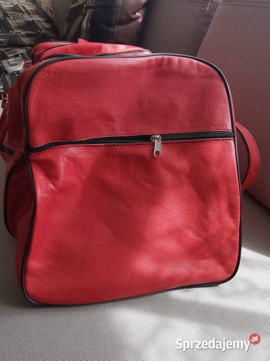 DUŻA TORBA PODRÓŻNA CZERWONA SKÓRA NATURALNA sprzedam