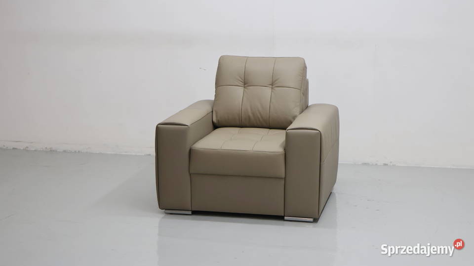 FOTEL SKÓRA naturalna MADRAS 4119 popielata 90cm