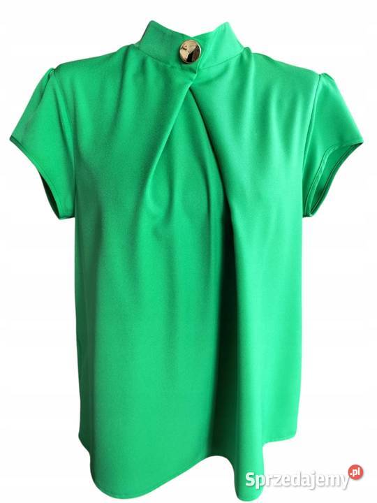 TOP bluzka COMO guzik stójka prosty krój zielona zielony Moda i Styl łódzkie Pątnów