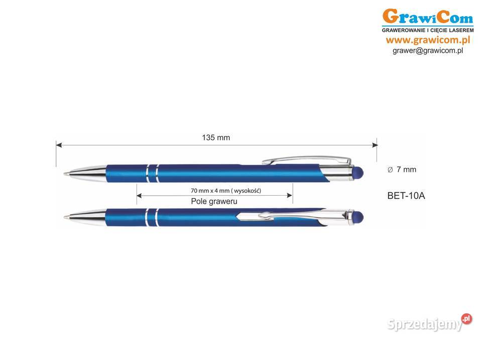 Długopisy metalowe z grawerem 100 niebieskie Biuro Leżajsk