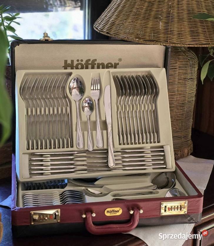 299 Walizka czarno brązowa sztućce Hoffner na 12 Zabrze