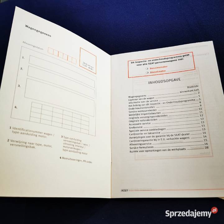 Czysta książka serwisowa niemiecka SEAT Jaworzno sprzedam