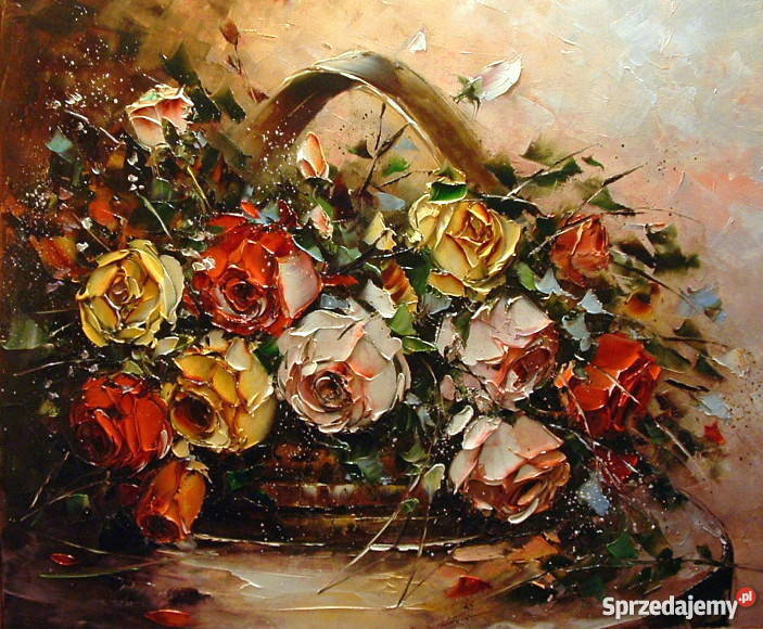 Róże w koszu 60x50 kwiaty