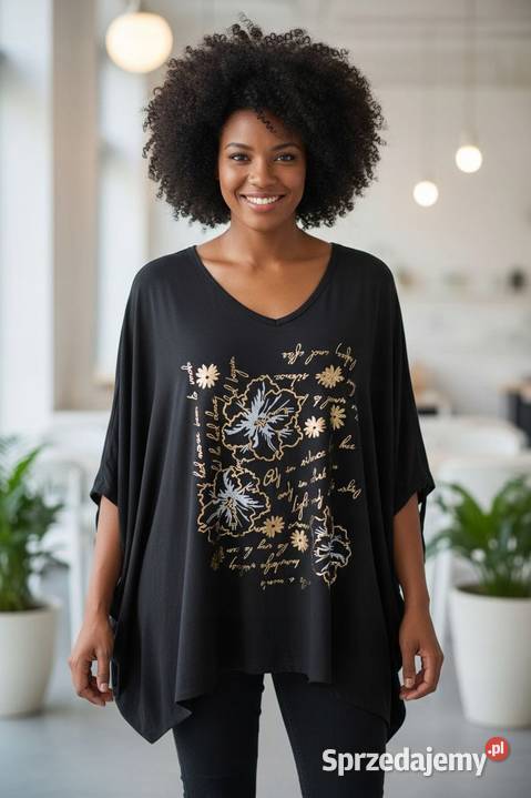 Tunika damska PLUS SIZE z kwiatowym nadrukiem