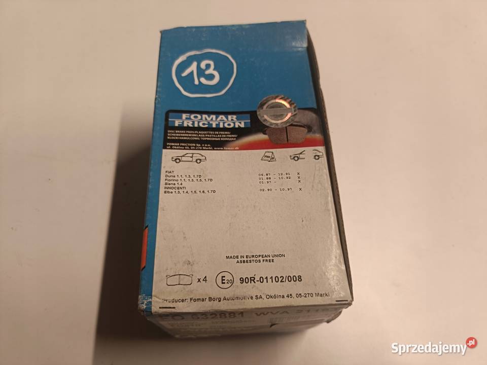 Fiat Siena PRZEDNIE KLOCKI HAMULCOWE przód osobowe Rudka